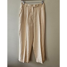 Vintage Lord  Taylor Women's Linen Trousers, Size 10P Butter Yellow Pleated