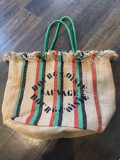 Borsa Clare V. Tweed Juta Market chiusura a scatto usata in ottime condizioni rosso verde caffè