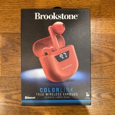NEW Brookstone Color Link True Wireless Earbuds LCD Bluetooth 5.0 Orange 