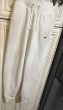 Nike Youth Fleece Drawstring Wide Waistband Jogger Sweatpants White Small