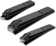 Ultimate Nail Care Set: Black Matte Stainless Steel Clippers for All Nail Types