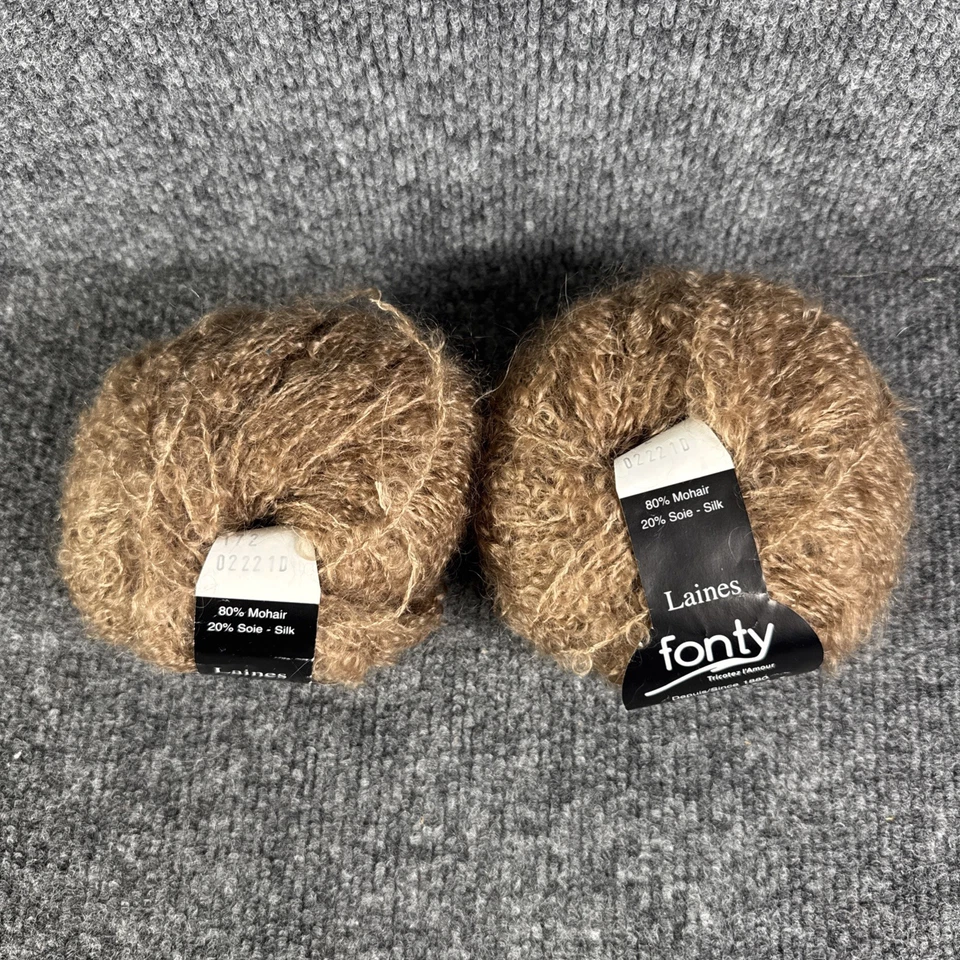 Lote de 2 Hilos Fonty Shanghai Laines 80% Mohair 20% Seda Beige 50g Hecho en Francia Foto 2 de 4
