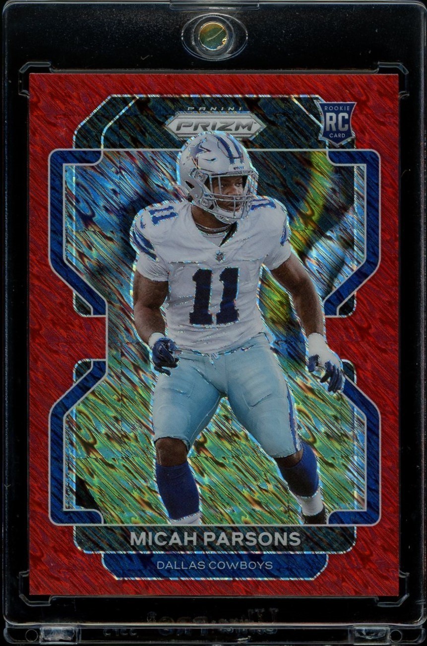 2021 Panini Prizm Micah Parsons Red Shimmer Rookie /35 #382 RC Packers Cowboys