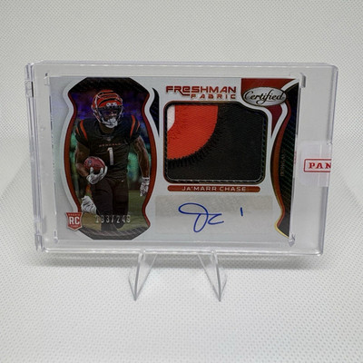Panini 2021 Certified Ja'Marr Chase Rookie Auto MEM Freshman Fabric #207 /249