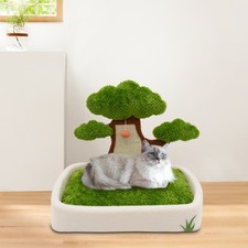 23.6'' Green Tree Cat Bed Cat Cozy Condo with Scratching Post Padded Bed