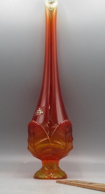 Viking 6 Petal Epic Persimmon Amberina Swung Vase Orange Vase 11  VTG