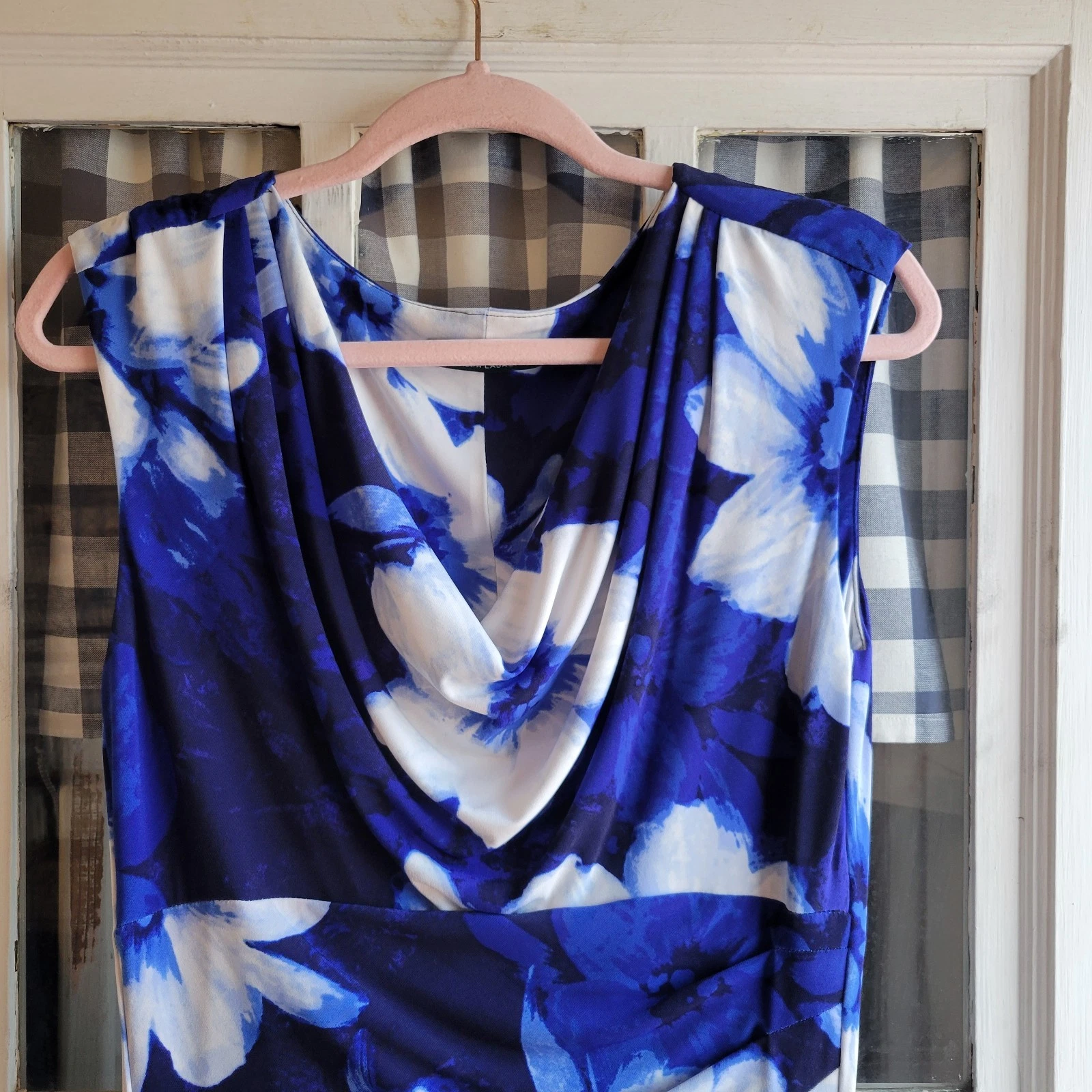 VETEMENTS Abito pullover donna Lauren Ralph Lauren blu bianco floreale senza maniche taglia 8