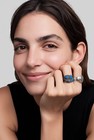 Silver-Tone Oval Blue Opal 3-Stone Cocktail Statement Ring Size 7.5 — photo 1