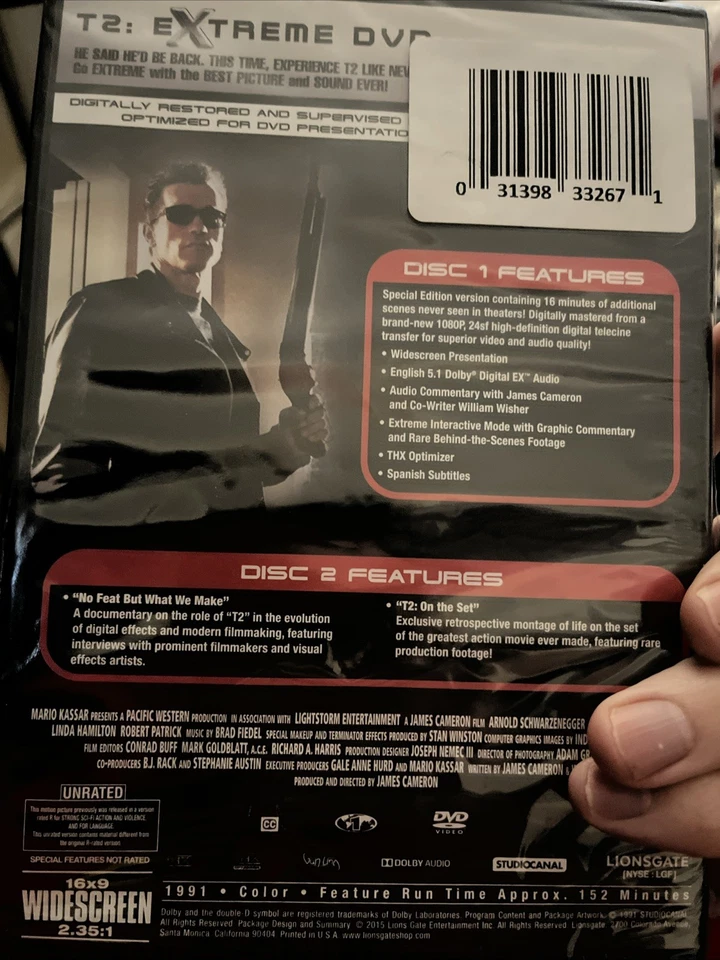 BRAND NEW Terminator 2 Judgment Day Extreme 2 Dvd Arnold Schwarzenegger SEALED - Image 2 of 3