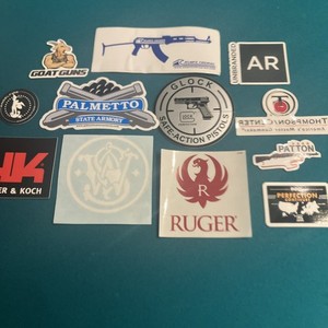 Lot Of 12 Firearms Gun Stickers Glock HK Ruger Unbranded Thompson Center