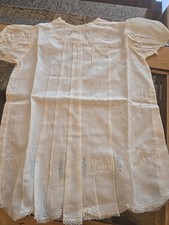 Vtg 1950s Lightweight Handmade Embroidered White Dress 12 Month To 18 Month