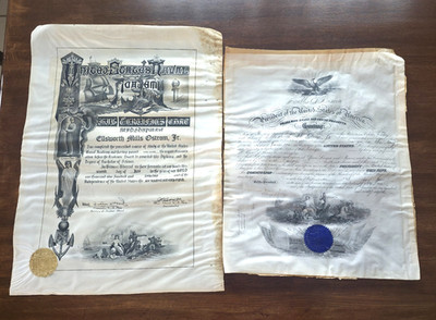 Lot of 2 -  Naval Commission and Naval Academy Diploma Ellsworth M. Ostrom, Jr.
