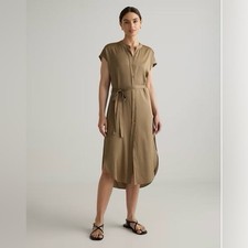 Quince Washable Stretch Silk Midi Shirt Dress Dogwood Size Medium