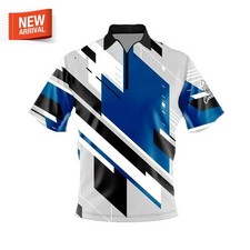  HOT Custom Name Mid Lane Blue Bowling Jersey Zip Polo Shirts S-5XL