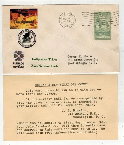 1934 NATIONAL PARKS 747 INDIGENOUS INDIANS RARE HPS ADDON 1/1 ZION UTAH PUEBLOS