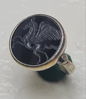 Pegasus Seal Intaglio Ring hand engraved Ancient Vintage silver Antique Look