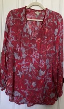 LUCKY BRAND 1x Top, Boho Peasant Flowy TUNIC with Tassels and Fringe, Hi-Lo, 1x