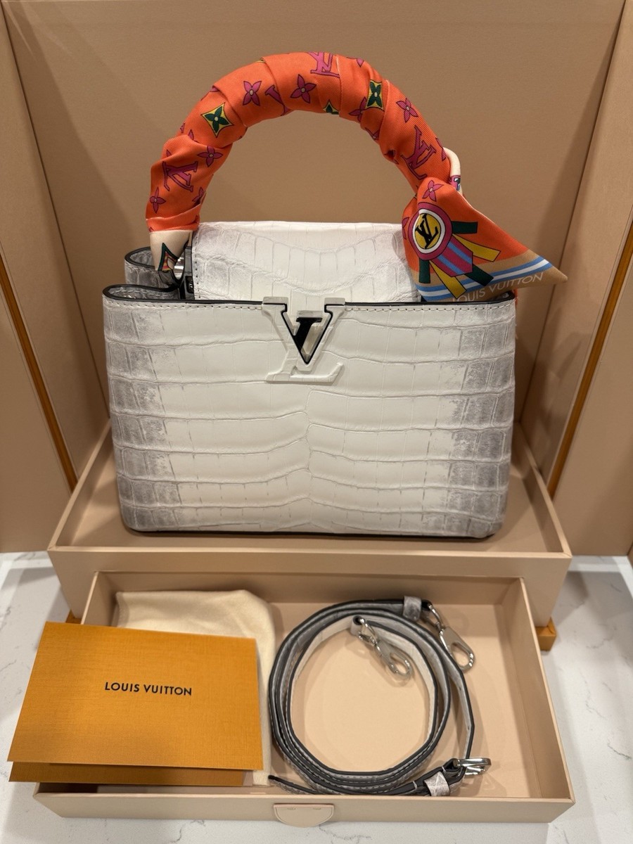 Louis Vuitton White Himalaya Crocodile Capucines BB Ultra Rare