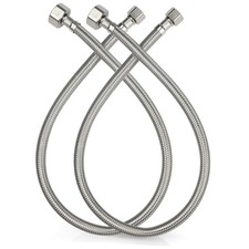 Faucet Supply Lines,24" Stainless Steel Braided White 1/2" FIP x 3/8" COMP