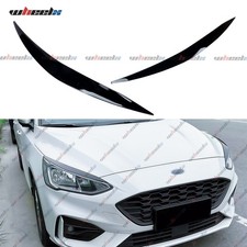 2Pcs Car Headlight Eyebrow Eyelid Cover For Ford Focus MK4 2019-2021 Gloss Black