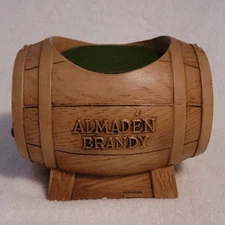 Vintage Almaden Brandy St Bernard Dog Barrel Bottle Glorifier Cast Metal