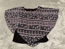 AB Studio Top Womens Large Dark Floral Sheer Overlay Romantic Boho Church