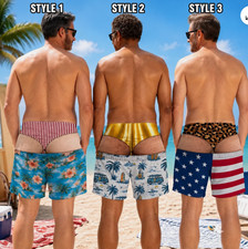 Funny Men s Swim Trunks, Custom Fake Underwea...