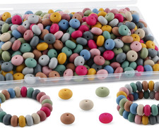 220Pcs Silicone Abacus Beads,14Mm Lentil Silicone Beads for Keychain Making, Pen