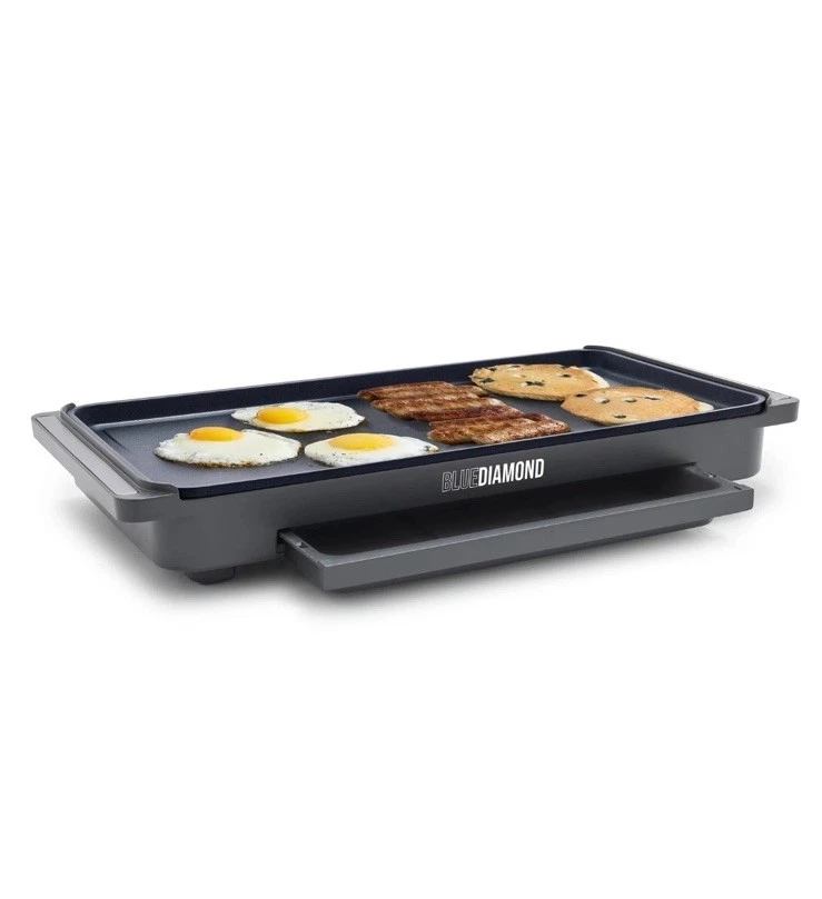 Blue Diamond 20” x 10.5” Extra Large Electric Griddle, Healthy Ceramic Nonsti...