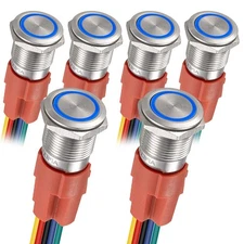 Latching Push Button Switch 16mm 0.63 12v 24v Dc Led Spdt 1no1nc Stainless Stee