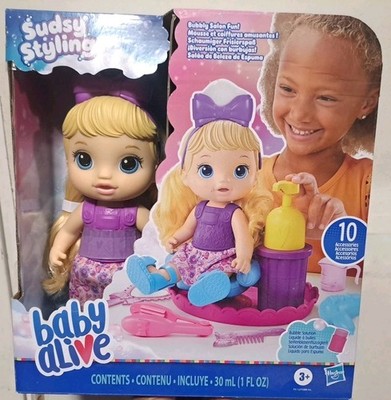 Baby Alive Sudsy Styling Doll, Blonde Hair, Include 12-Inch Baby Doll, Accessori