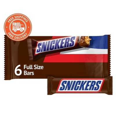 Snickers Full-Size Chocolate Candy Bars   11.16 oz, 6 Pack