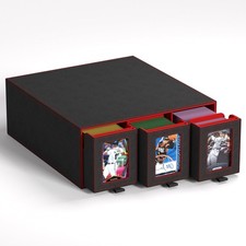 3-Drawer Trading Card Storage Box Holds 2500 Cards Red 