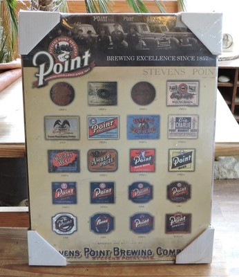 POINT BEER  STEVENS POINT WIS. BREWERY BOTTLE LABEL HISTORY  24'' X 18'' Wood Sign