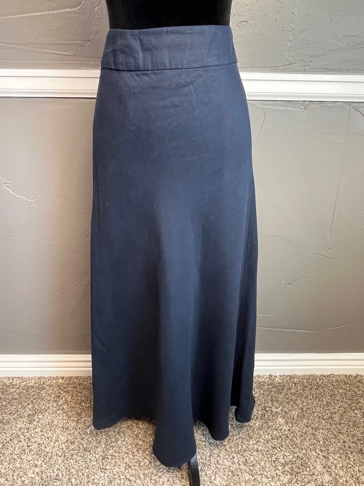 Premise Maxi LInen Skirt Women's Size 4 Navy Blue