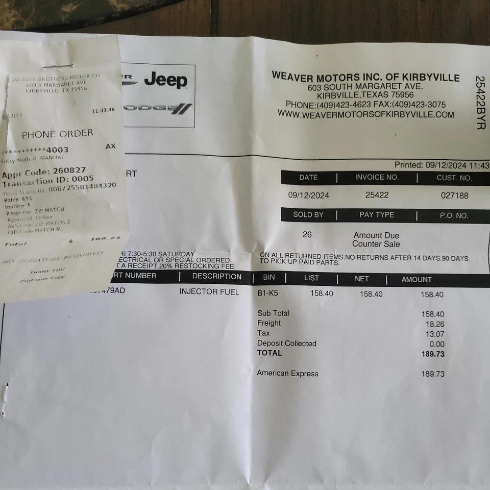 Fuel Injector Mopar Part #5037479AD - Imagem 3 de 4