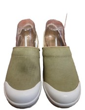 Dansko Womens 39 8.5-9 Vegan Clogs Sage Green White Canvas Slip On Slip Resist