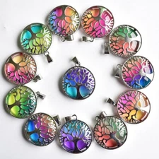 Wholesale 12pcs Colour Crystal Glass Alloy Tree of Life Pendants Jewelry Marking