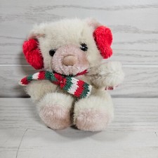 Russ Berrie Tuff Teddy Caress Soft Pet 6" Plush Holiday Scarf Bear Stuffed