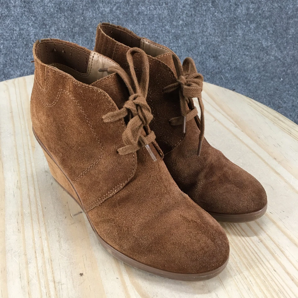 Franco Sarto Botas Mujer 6 M Botín Cuero Marrón Con Cordones Tacones de Cuña Foto 3 de 4