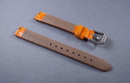 12mm Orange 100% Genuine Leather Watch Band,Strap,Interchangeable,Quick Release - Picture 5 of 6