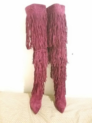 burgundy suede thigh high boots