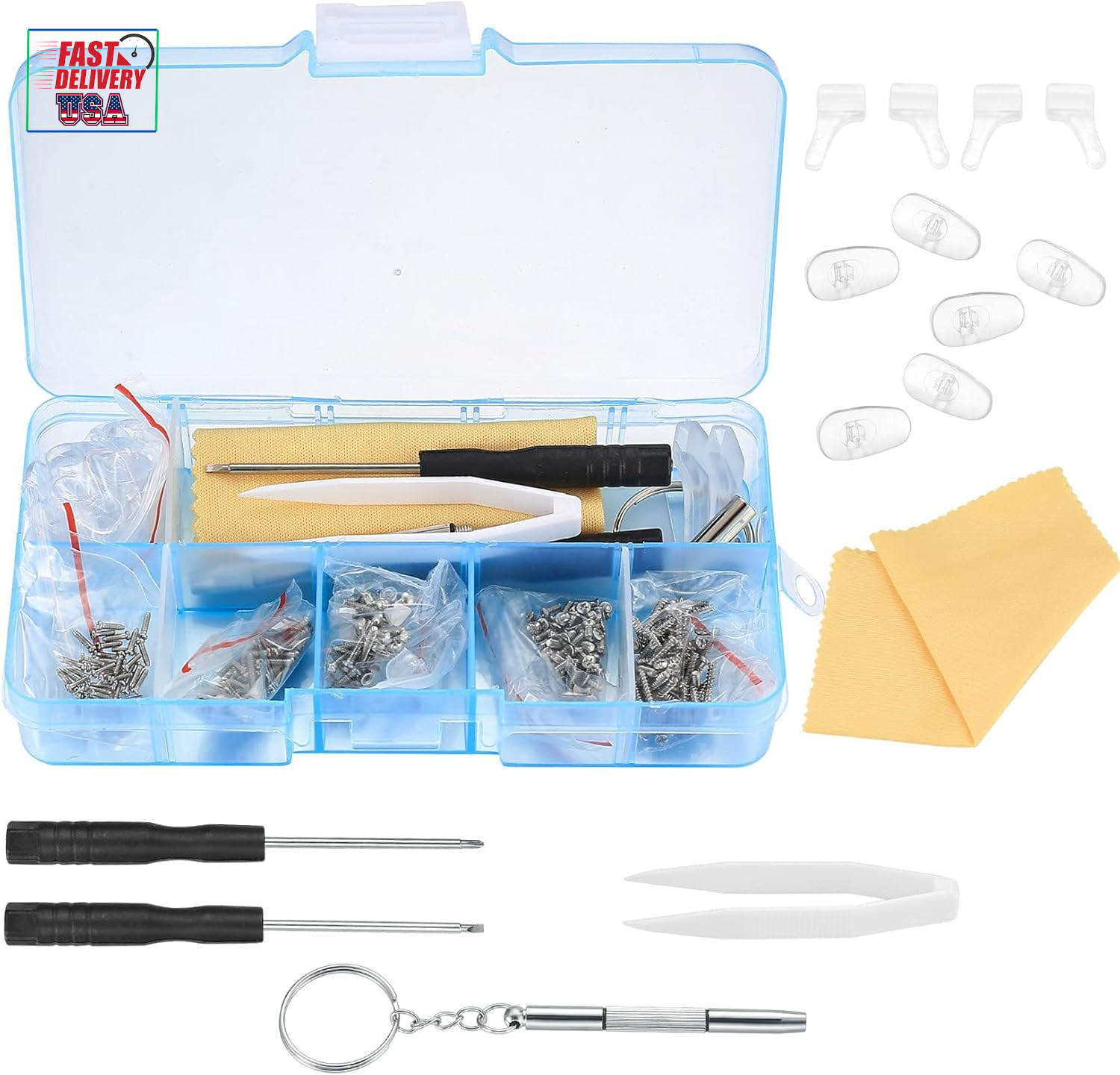Eyeglasses Repair Kit, Sunglasses Repair Kit, Includes Glasses Screws and Screwd
