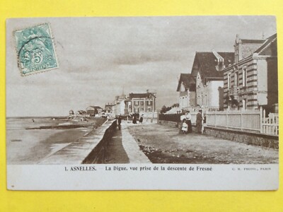 cpa ASNELLES (Calvados) La DIGUE, Ansicht des Abstiegs von FRESNÉ Villas