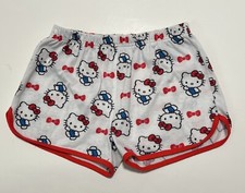 HELLO KITTY Size M Pajama Shorts Red White PJs Sleep Bows Sanrio Girls