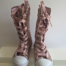Disney princes toddler shoes boots with glitter color pink size 7 lace up sneake
