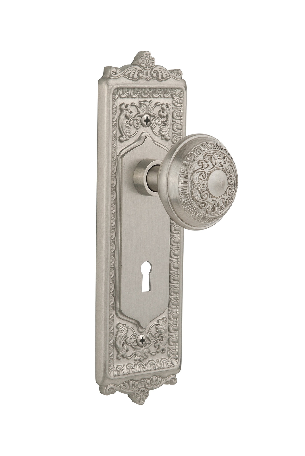Nostalgic Warehouse Egg & Dart Door Knob with Plate Satin Nickel
