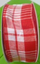 Celebrate It Christmas Wired Jumbo Ribbon White Red Plaid 2.5" X 80ft.