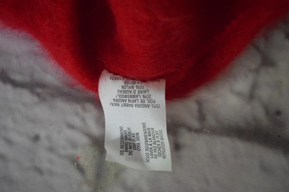 Parkhurst Angora Rabbit Hair & Lambswool Beret Hat Red Made In Canada Vintage - Imagem 4 de 4