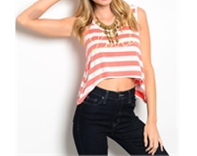 SALE ORANGE & WHITE WOMAN TOP BY LOVE REPUBLIC SIZE S,M,L